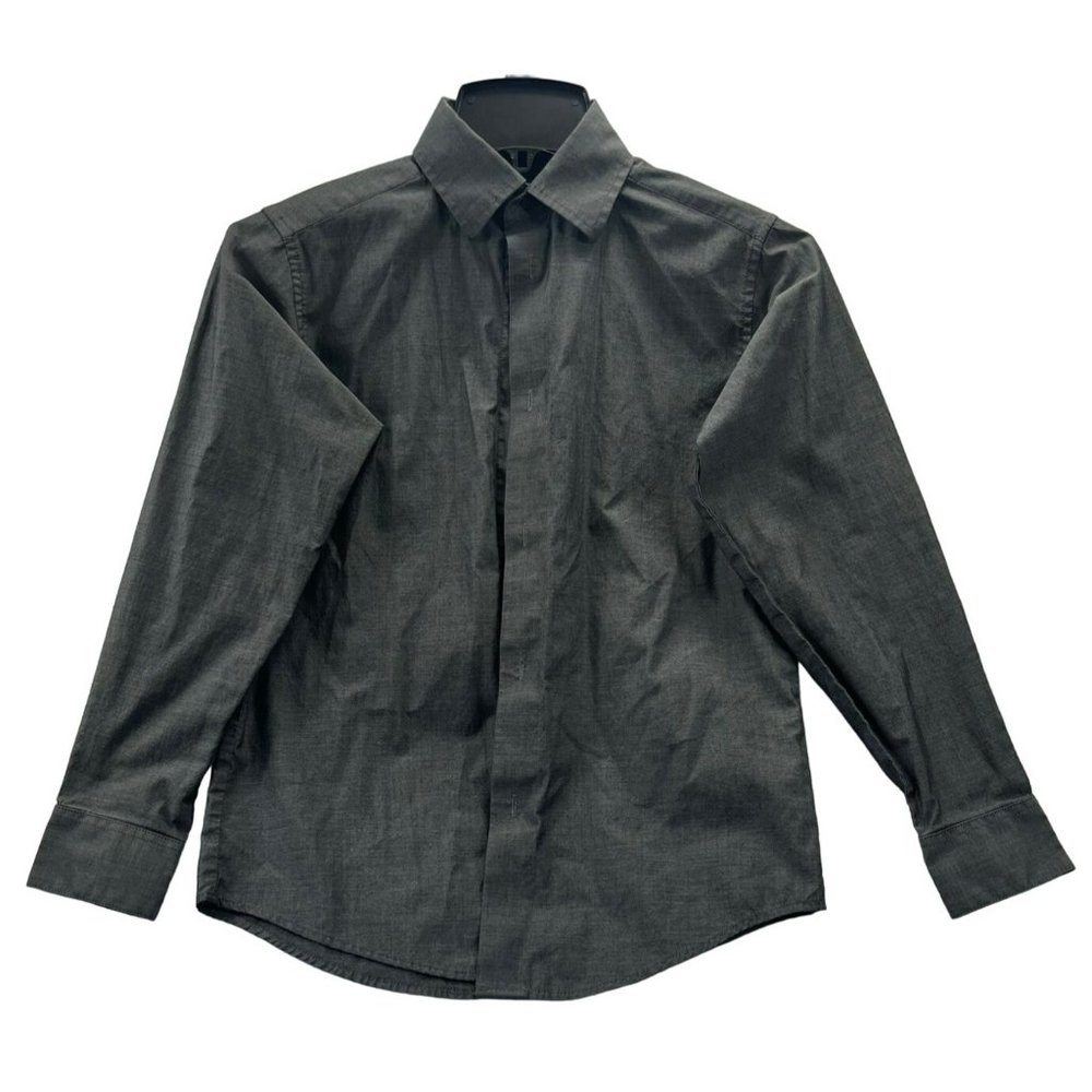 CHAPS, BOYS DRESS SHIRT, LONG SLEEVE, SIZE M (10-12), COLOR GRAY 0.BUTTON DOWN